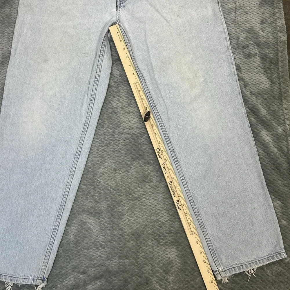 Y2K Anchor Blue Baggy Jeans 34x29 Thrashed Grunge Skater Distressed Vintage Pant